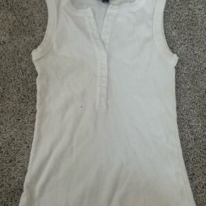 Universal Thread White Ribbed Henley Tank Top